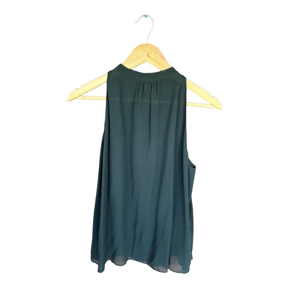 Tory Burch Forest Green Ruffle Front Sleeveless Tank - Picture 2 of 4